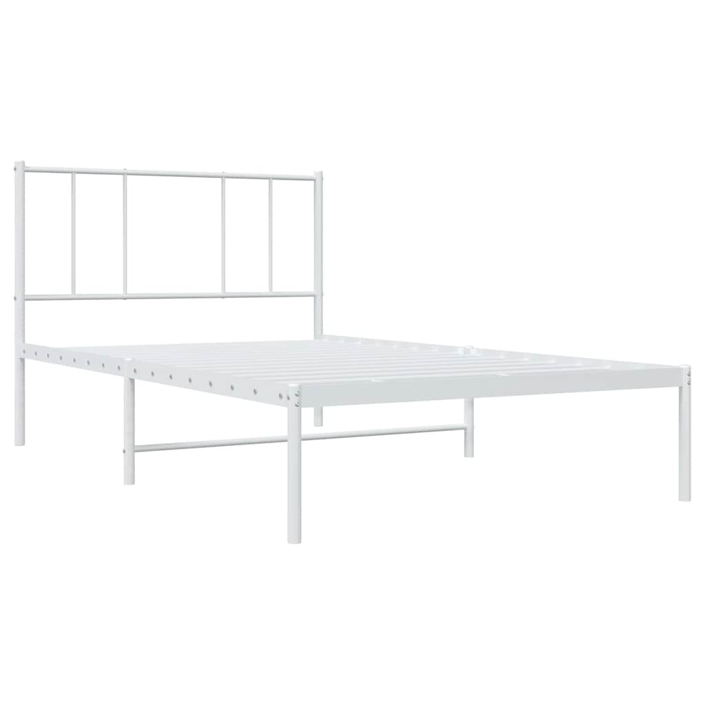 Metal Bed Frame without Mattress with Headboard White 80x200cm