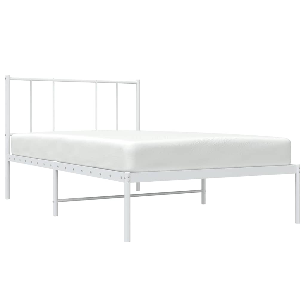 Metal Bed Frame without Mattress with Headboard White 80x200cm