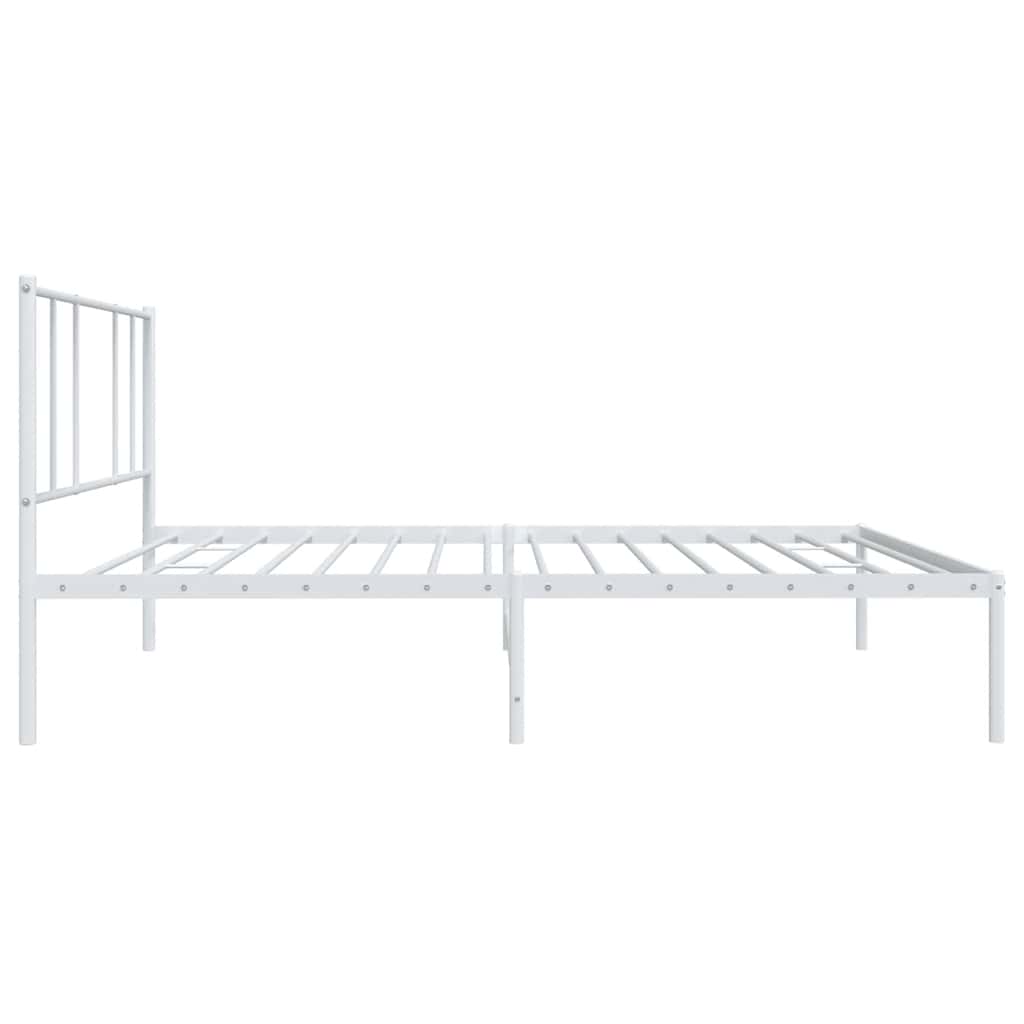 Metal Bed Frame without Mattress with Headboard White 80x200cm