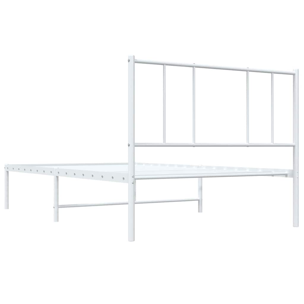 Metal Bed Frame without Mattress with Headboard White 80x200cm