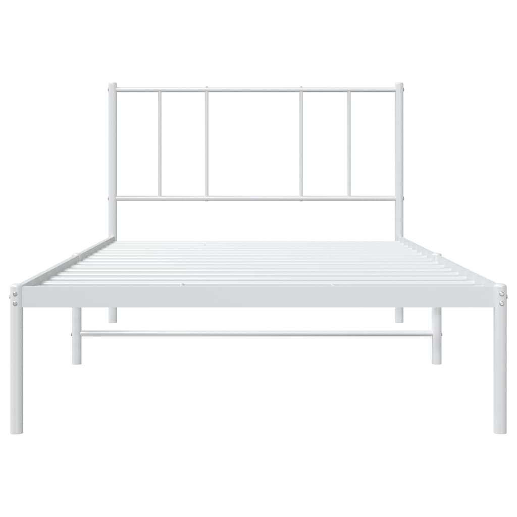 Metal Bed Frame without Mattress with Headboard White 90x190cm