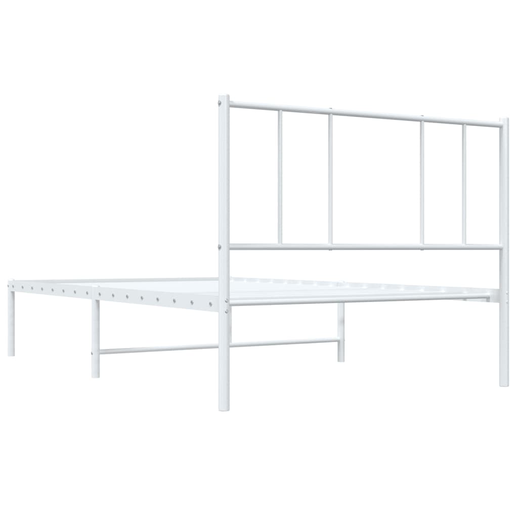 Metal Bed Frame without Mattress with Headboard White 100x190cm