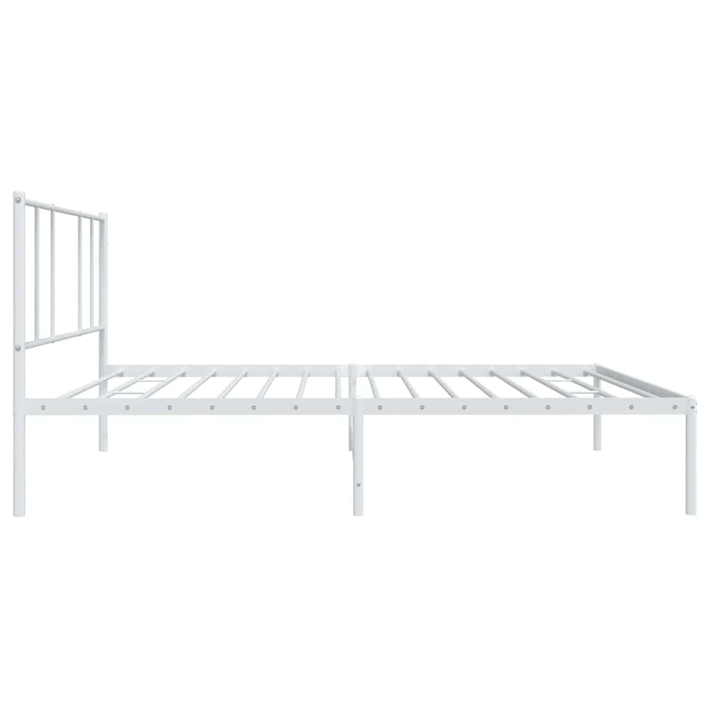 Metal Bed Frame without Mattress with Headboard White 100x200cm