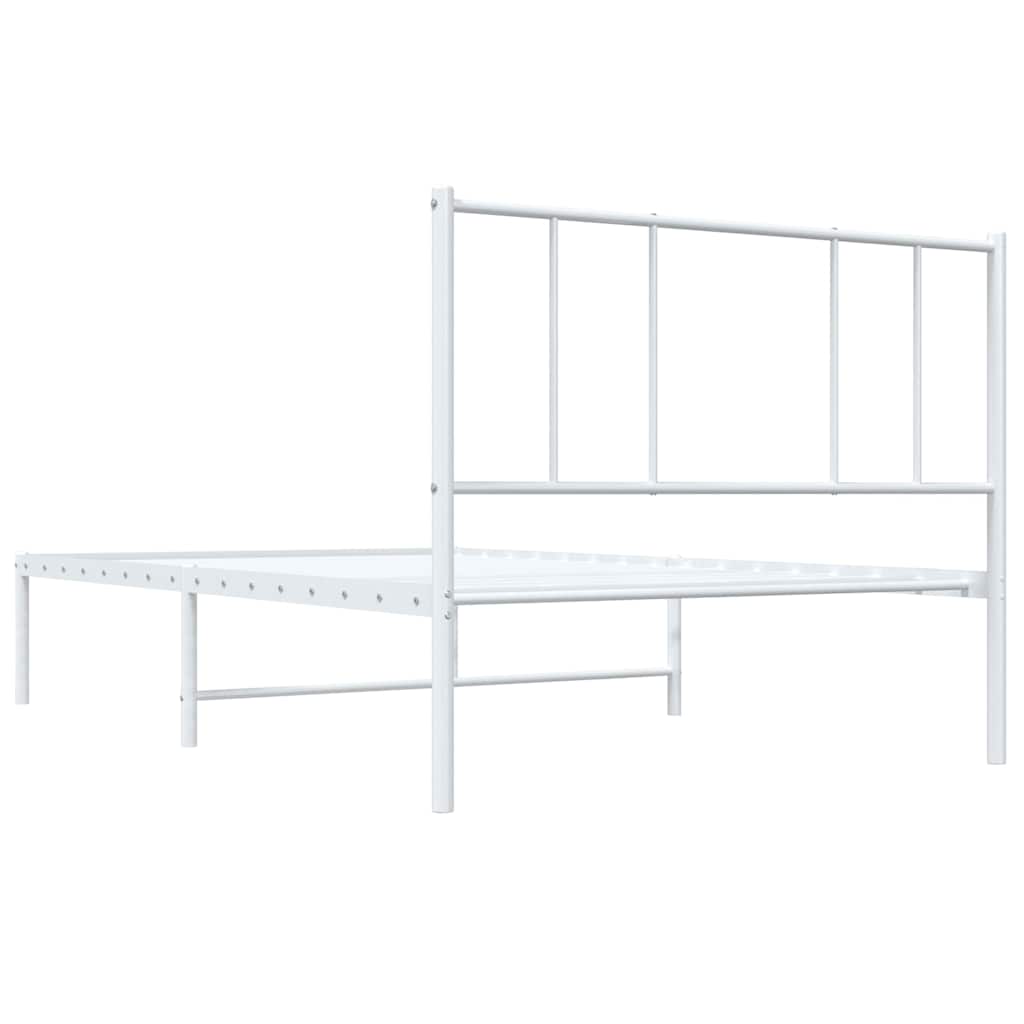 Metal Bed Frame without Mattress with Headboard White 100x200cm