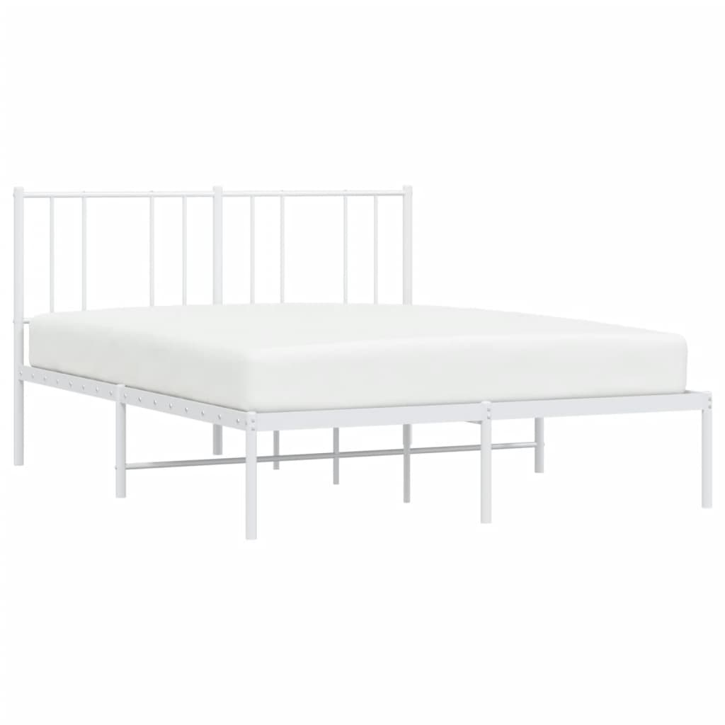 Metal Bed Frame without Mattress with Headboard White 120x190cm