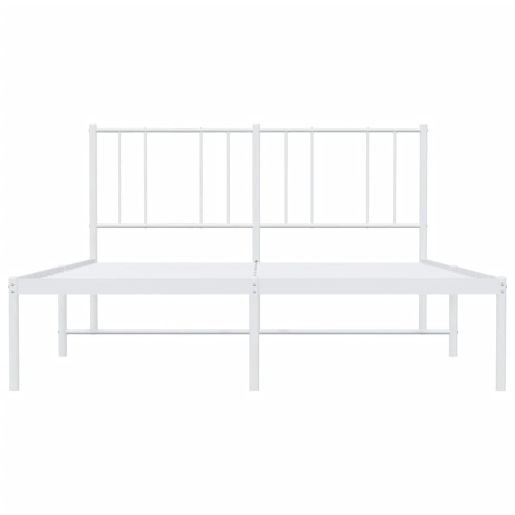 Metal Bed Frame without Mattress with Headboard White 120x190cm