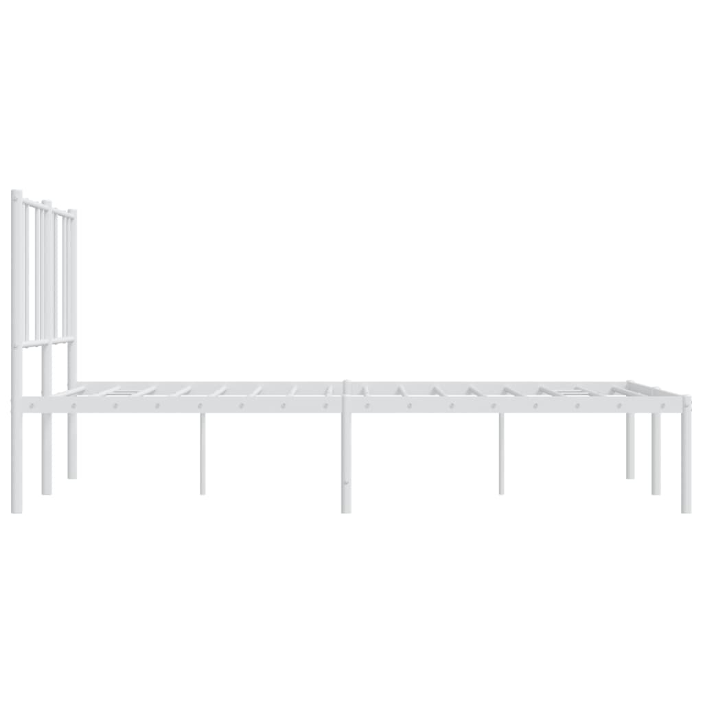 Metal Bed Frame without Mattress with Headboard White 120x190cm