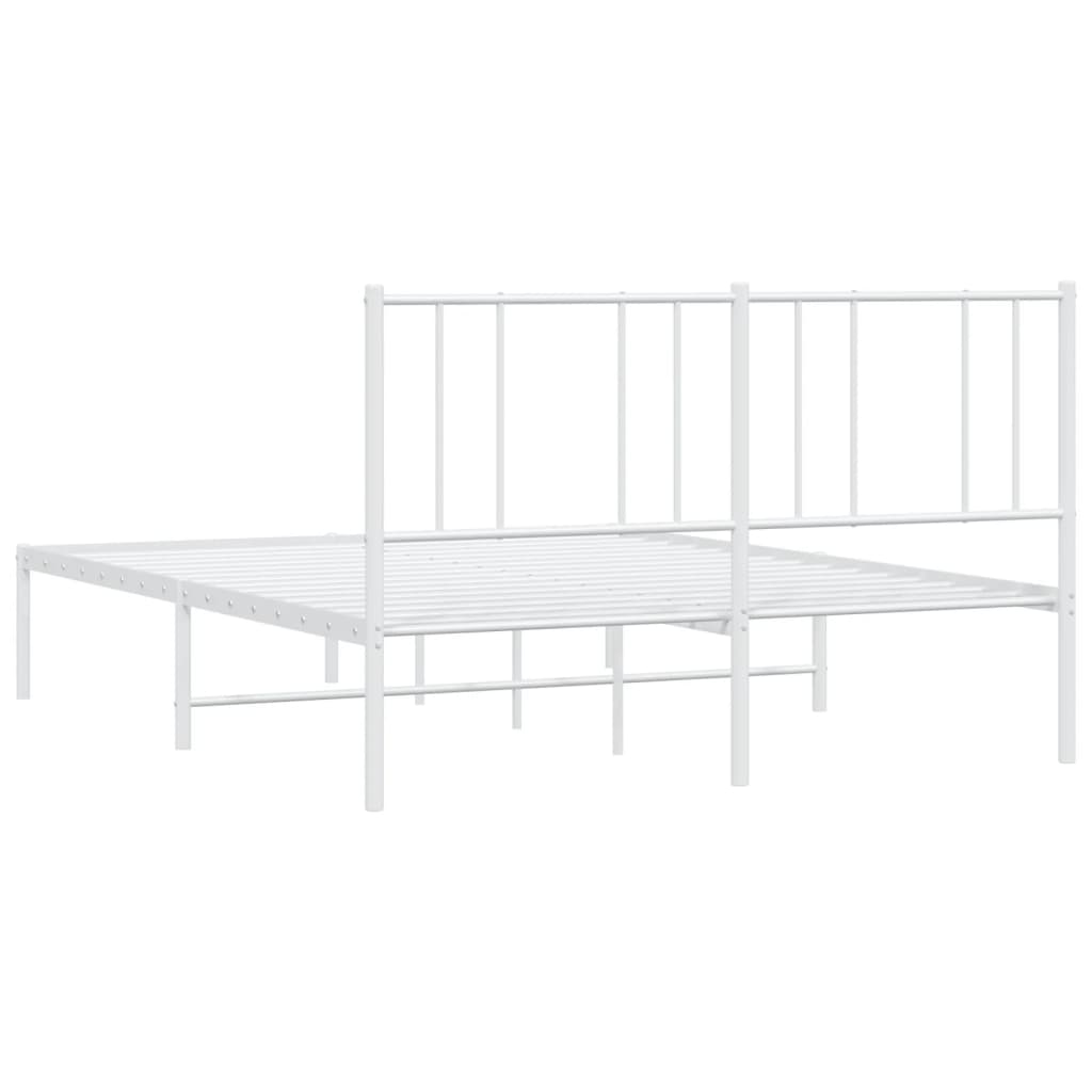 Metal Bed Frame without Mattress with Headboard White 120x190cm