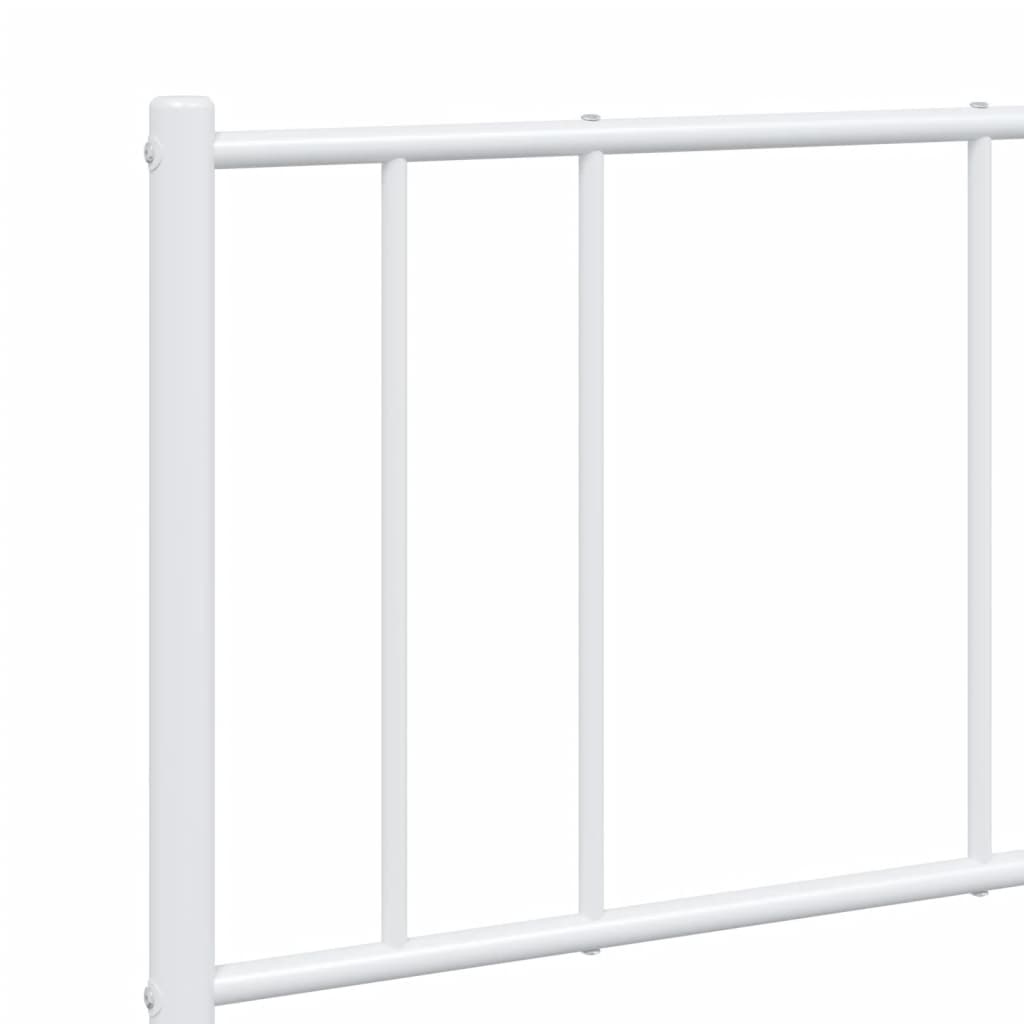 Metal Bed Frame without Mattress with Headboard White 120x190cm