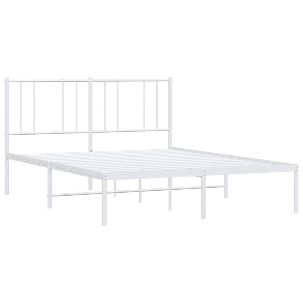 Metal Bed Frame without Mattress with Headboard White 120x200cm