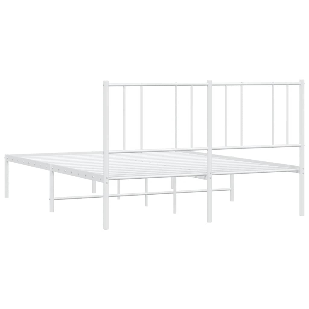 Metal Bed Frame without Mattress with Headboard White 120x200cm