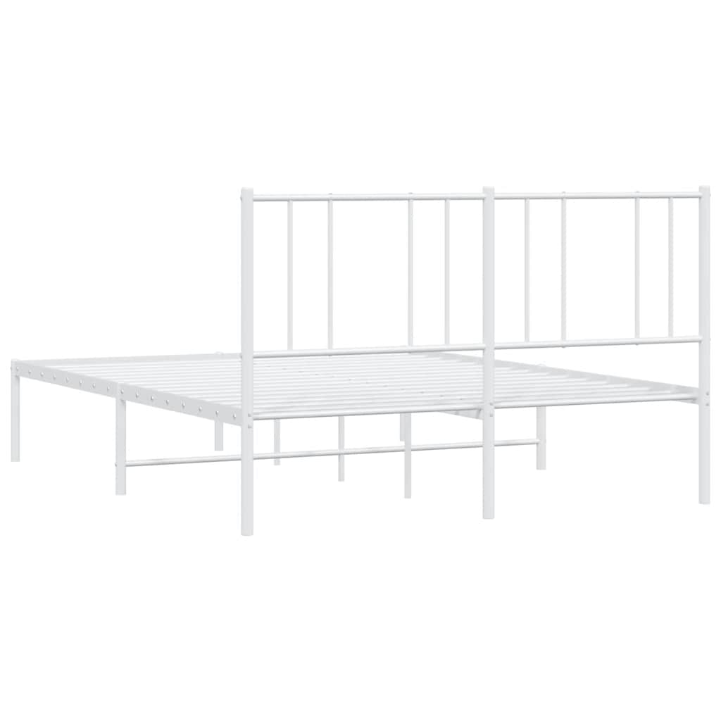 Metal Bed Frame without Mattress with Headboard White 135x190cm