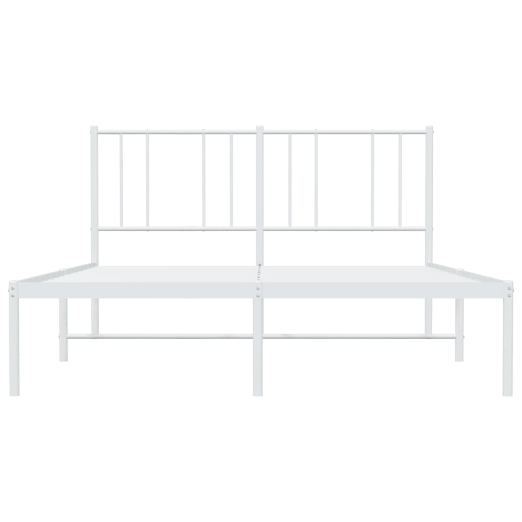 Metal Bed Frame without Mattress with Headboard White 140x190cm
