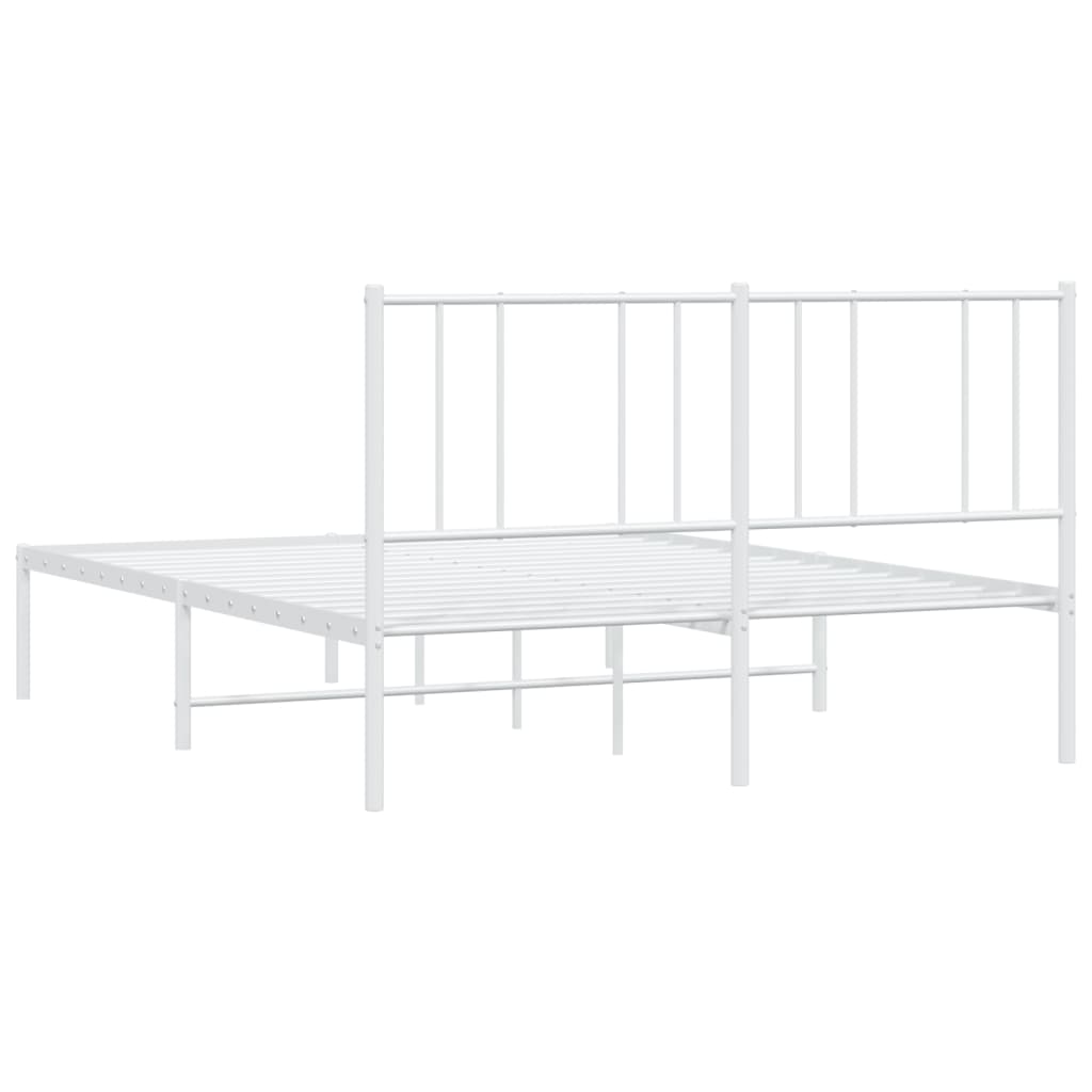 Metal Bed Frame without Mattress with Headboard White 140x190cm