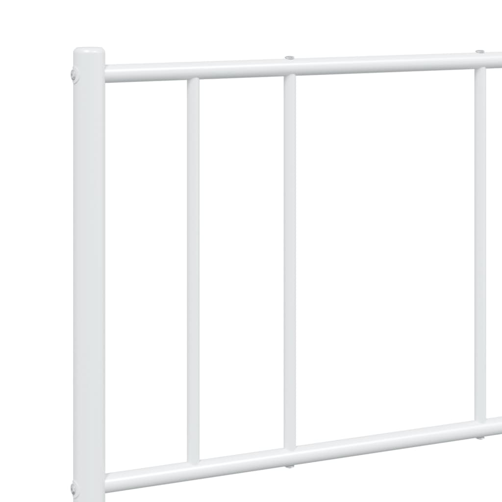 Metal Bed Frame without Mattress with Headboard White 140x190cm