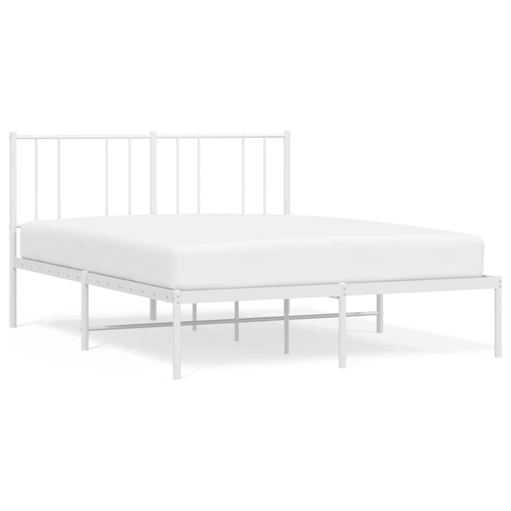 Metal Bed Frame without Mattress with Headboard White 140x200cm