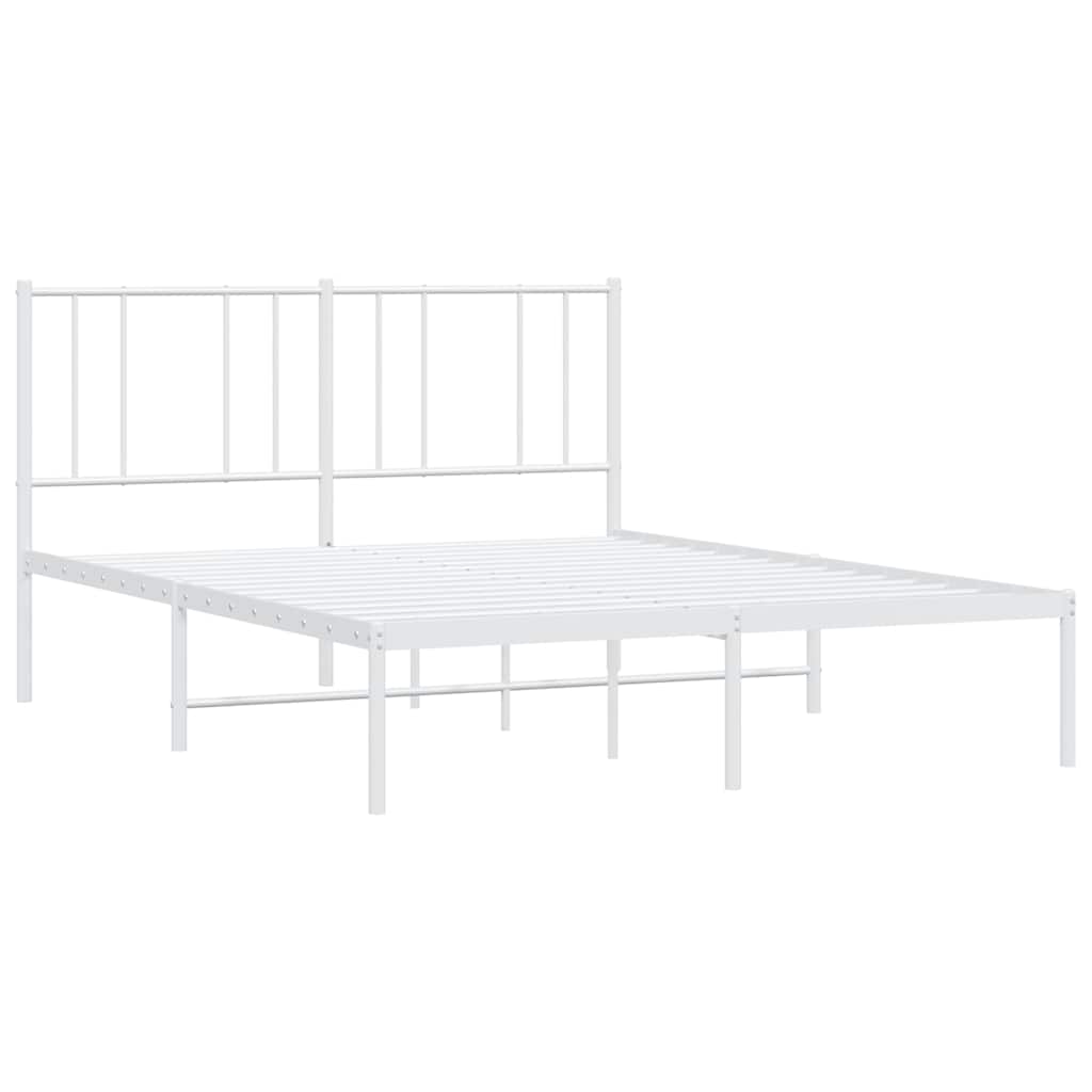 Metal Bed Frame without Mattress with Headboard White 140x200cm