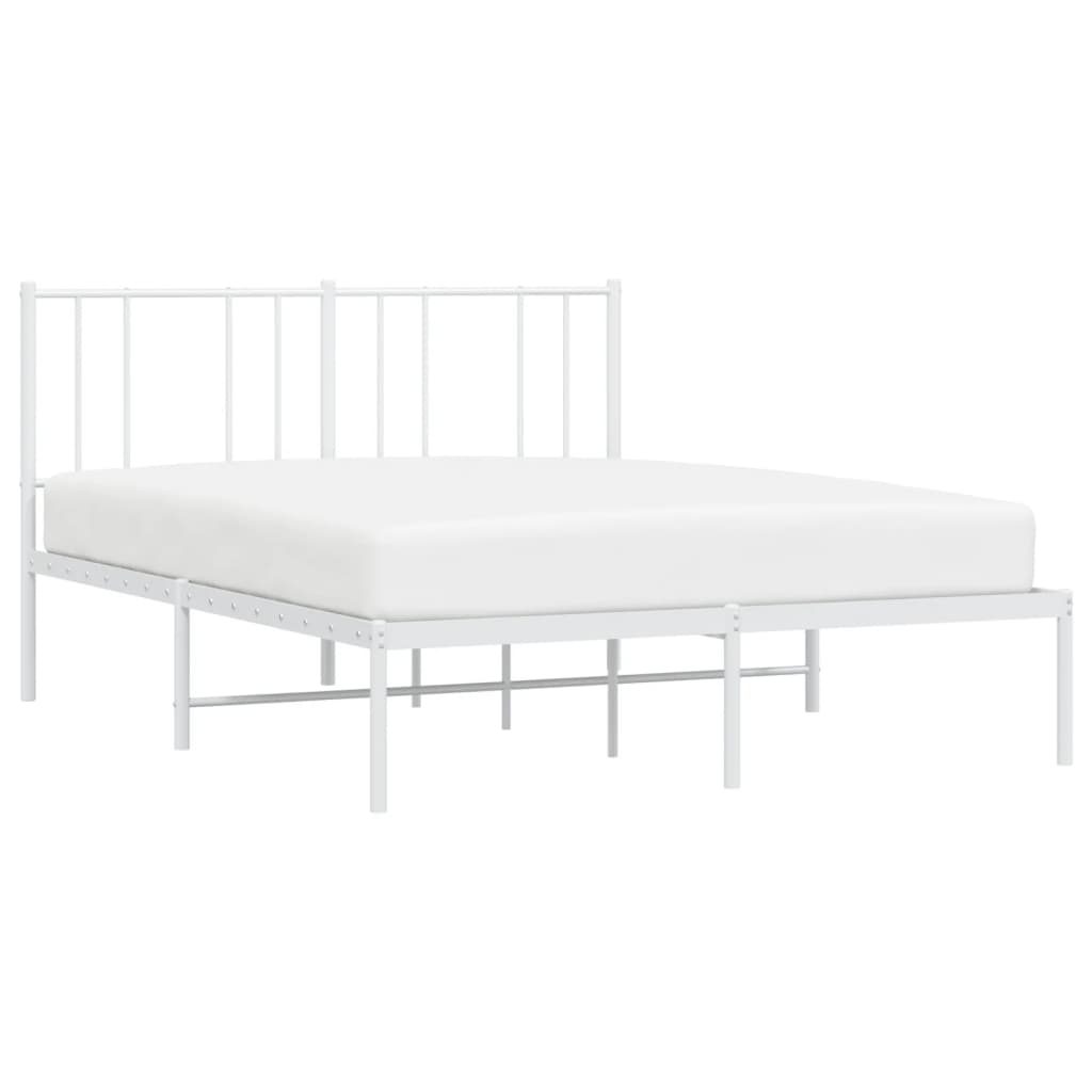 Metal Bed Frame without Mattress with Headboard White 140x200cm