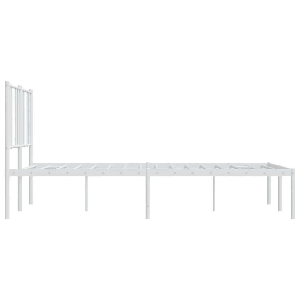 Metal Bed Frame without Mattress with Headboard White 140x200cm