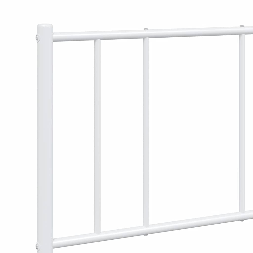 Metal Bed Frame without Mattress with Headboard White 140x200cm