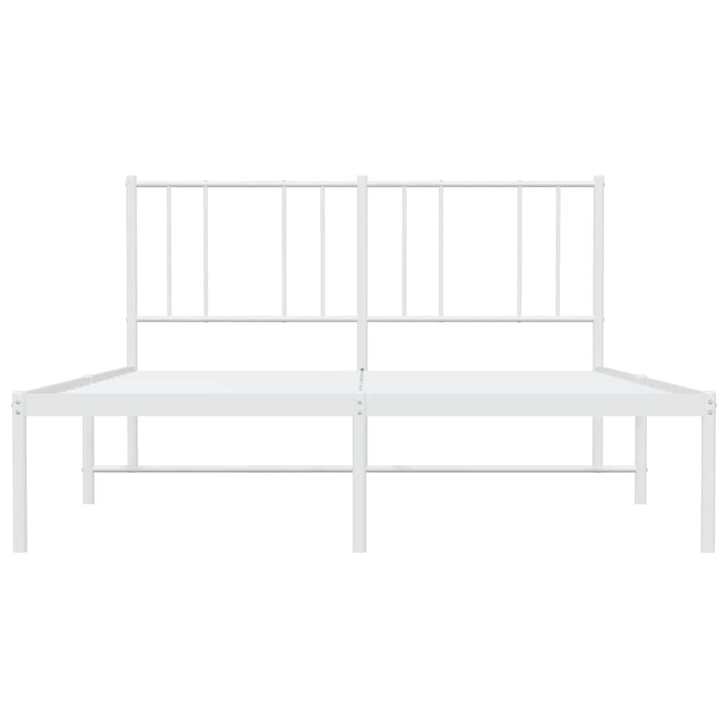 Metal Bed Frame without Mattress with Headboard White 150x200cm