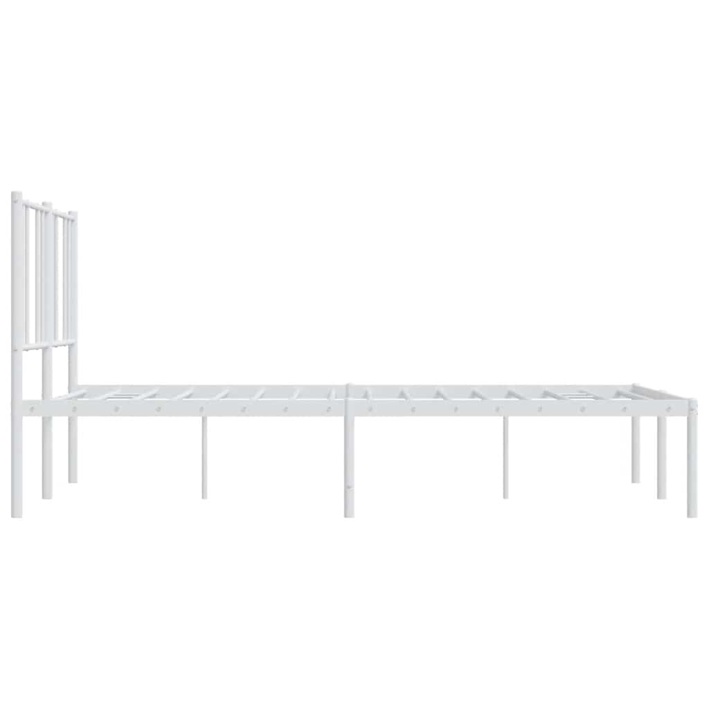 Metal Bed Frame without Mattress with Headboard White 150x200cm