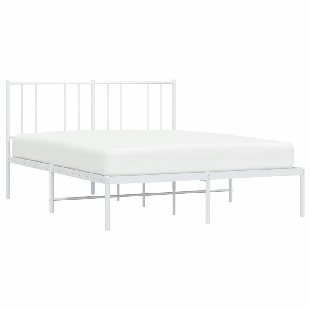 Metal Bed Frame without Mattress with Headboard White 160x200cm