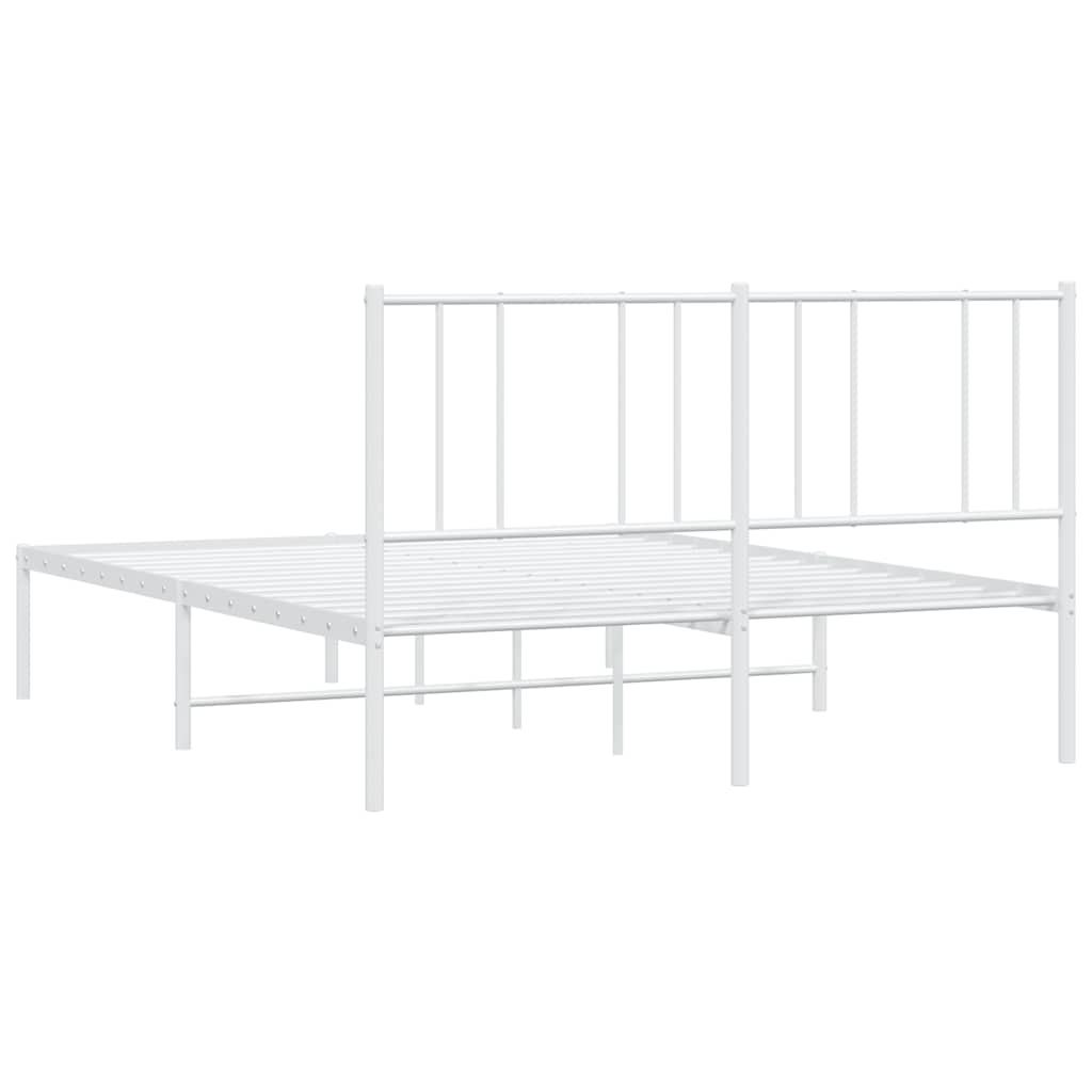 Metal Bed Frame without Mattress with Headboard White 160x200cm