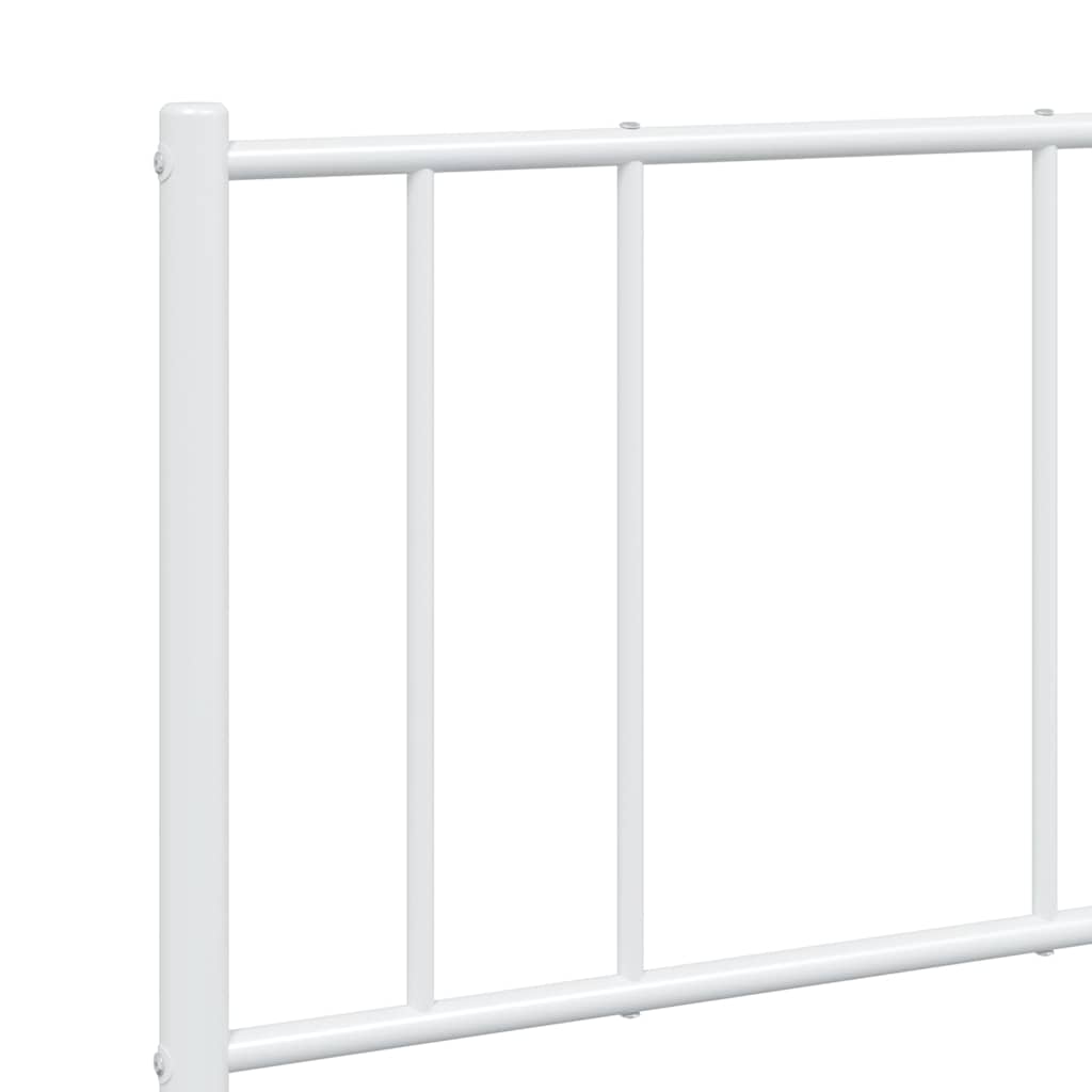 Metal Bed Frame without Mattress with Headboard White 160x200cm