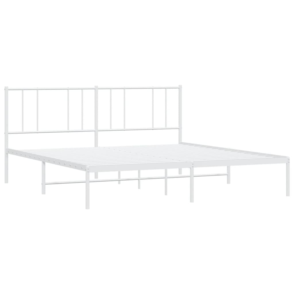 Metal Bed Frame without Mattress with Headboard White 180x200cm