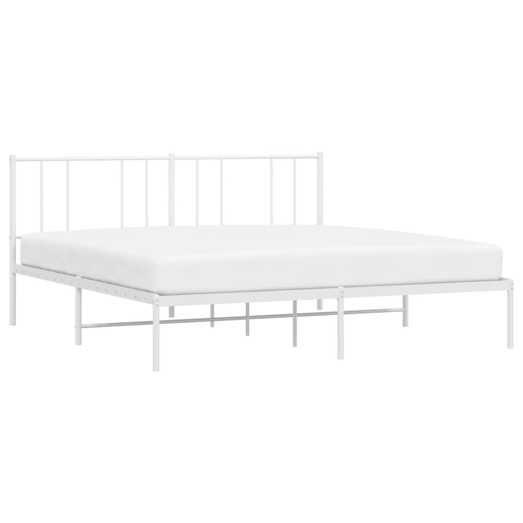 Metal Bed Frame without Mattress with Headboard White 180x200cm
