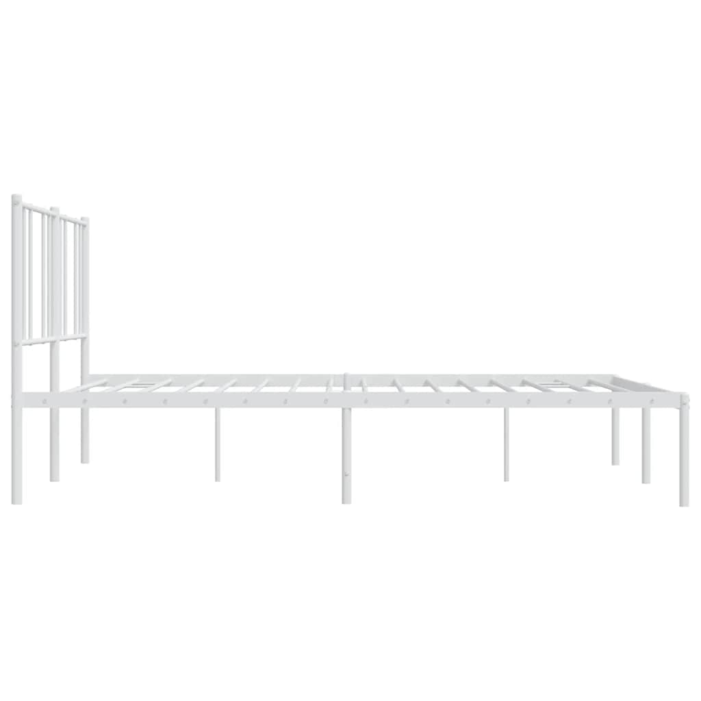 Metal Bed Frame without Mattress with Headboard White 180x200cm