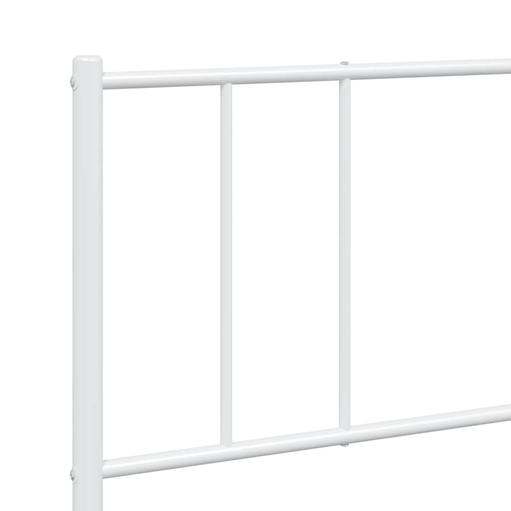 Metal Bed Frame without Mattress with Headboard White 180x200cm