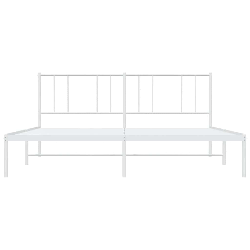 Metal Bed Frame without Mattress with Headboard White 193x203cm