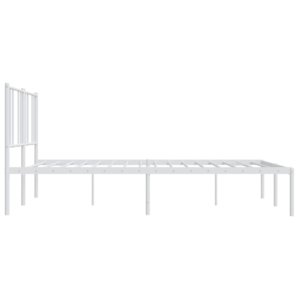Metal Bed Frame without Mattress with Headboard White 193x203cm