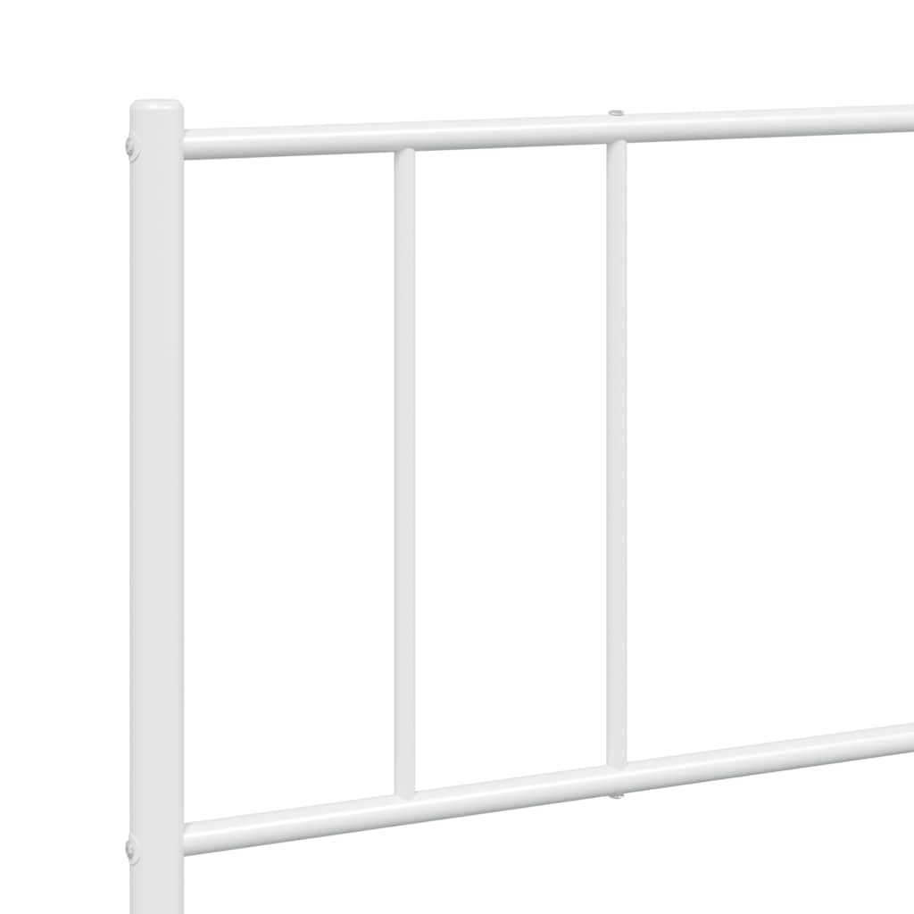 Metal Bed Frame without Mattress with Headboard White 193x203cm