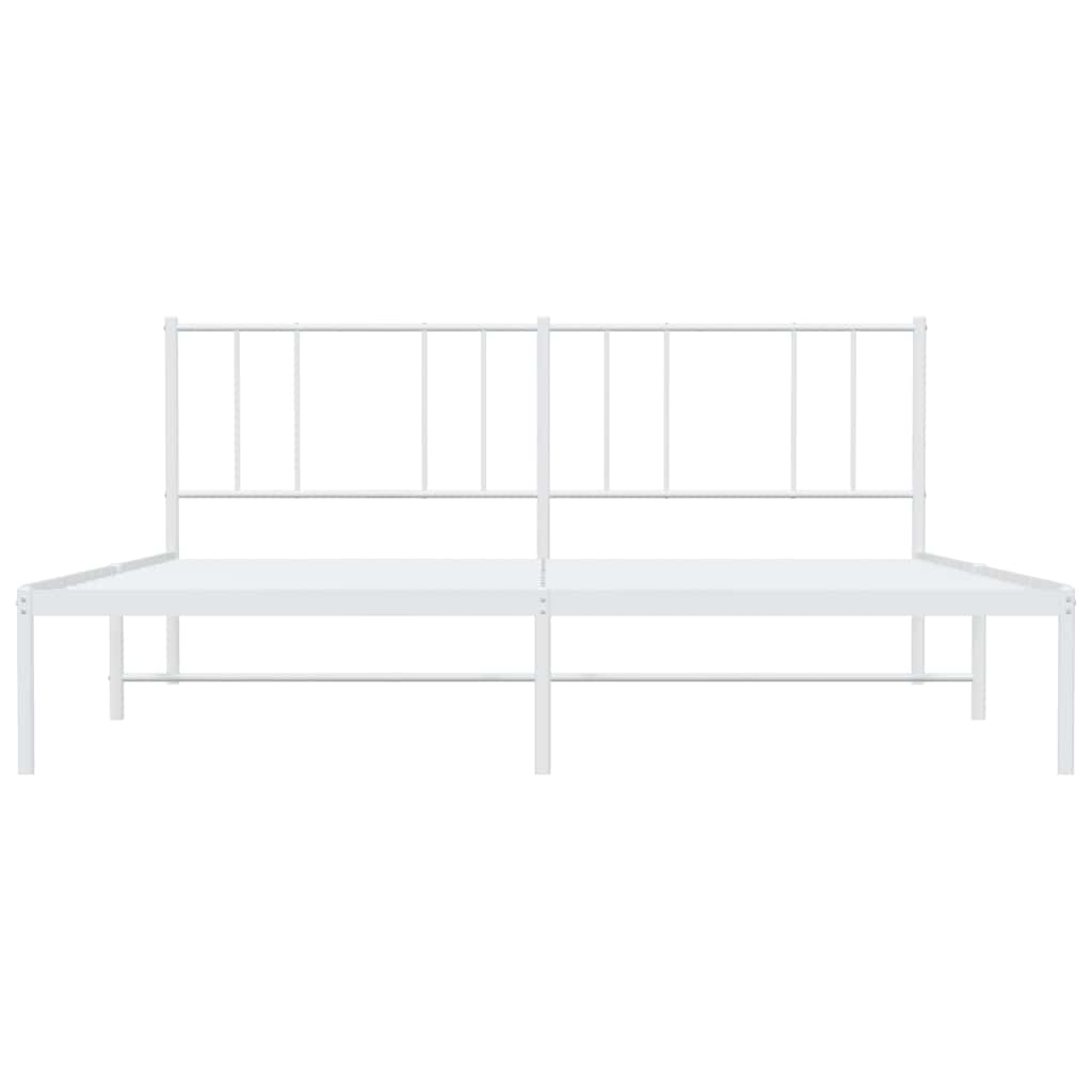 Metal Bed Frame without Mattress with Headboard White 200x200cm