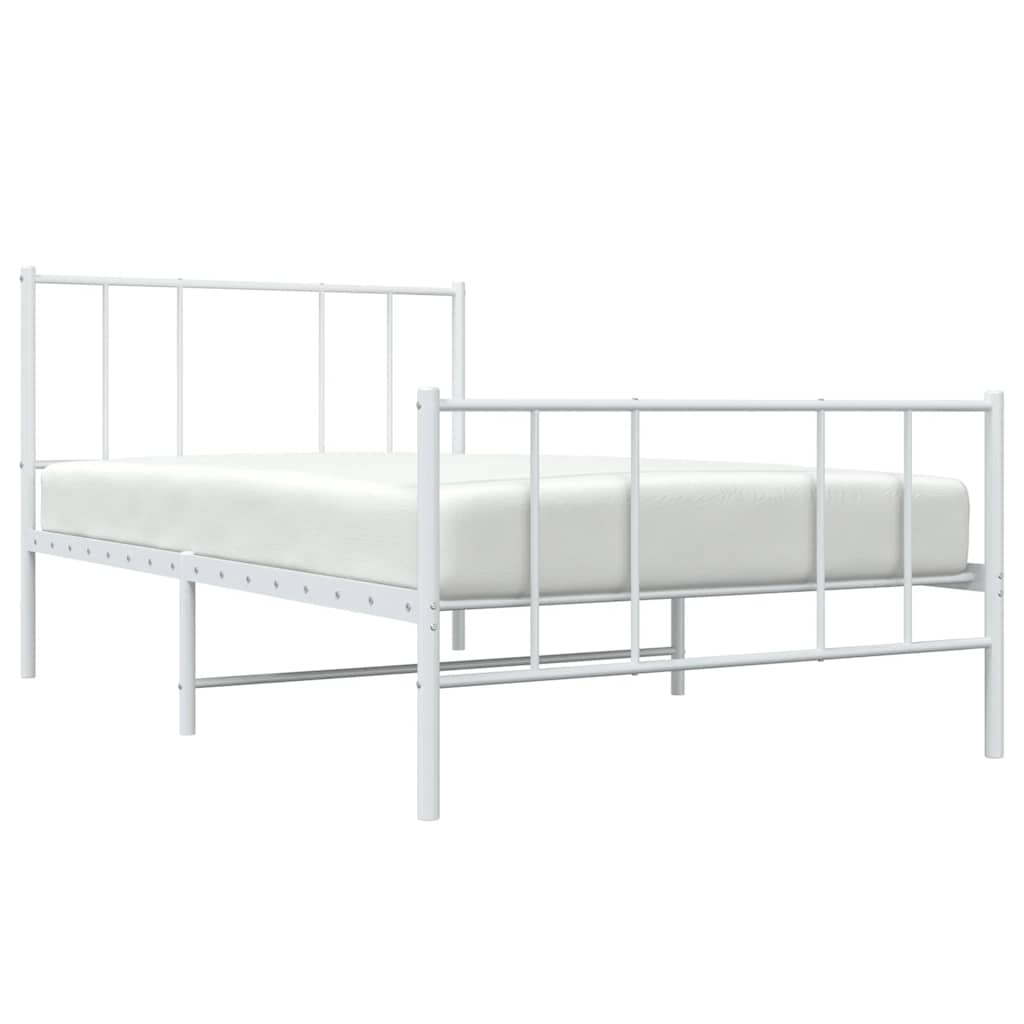 Metal Bed Frame without Mattress with Footboard White 80x200cm