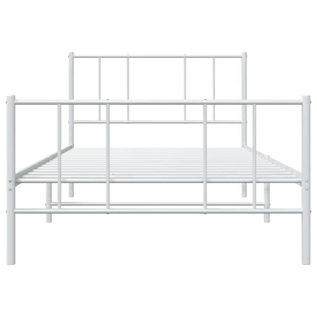 Metal Bed Frame without Mattress with Footboard White 80x200cm