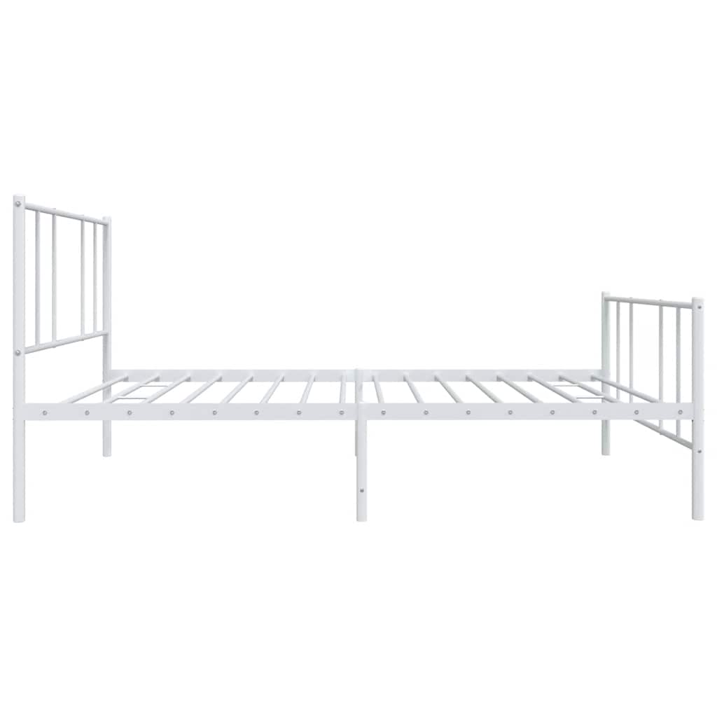 Metal Bed Frame without Mattress with Footboard White 80x200cm