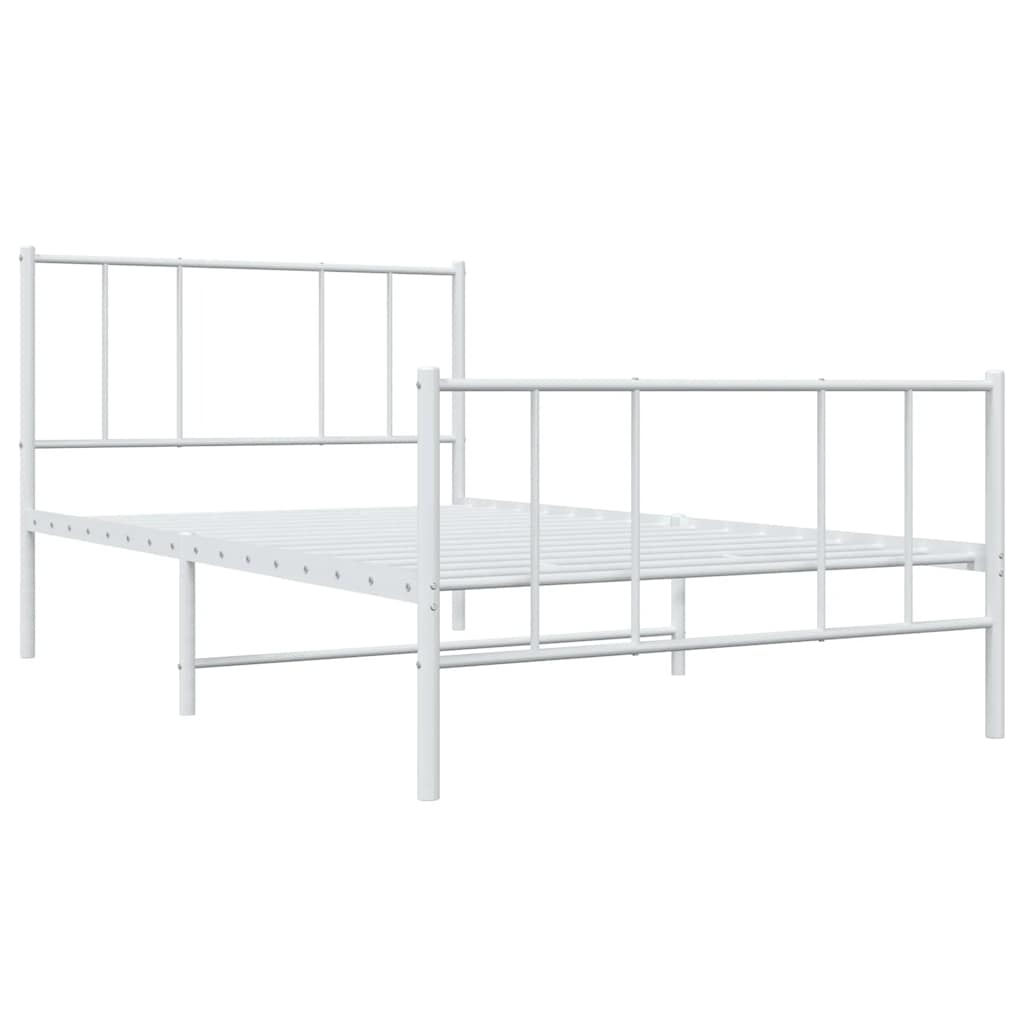Metal Bed Frame without Mattress with Footboard White 90x190cm