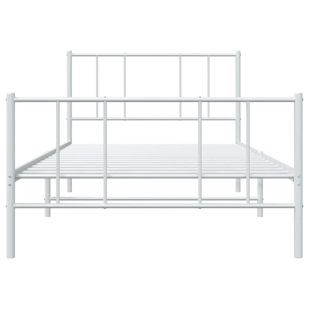 Metal Bed Frame without Mattress with Footboard White 90x190cm