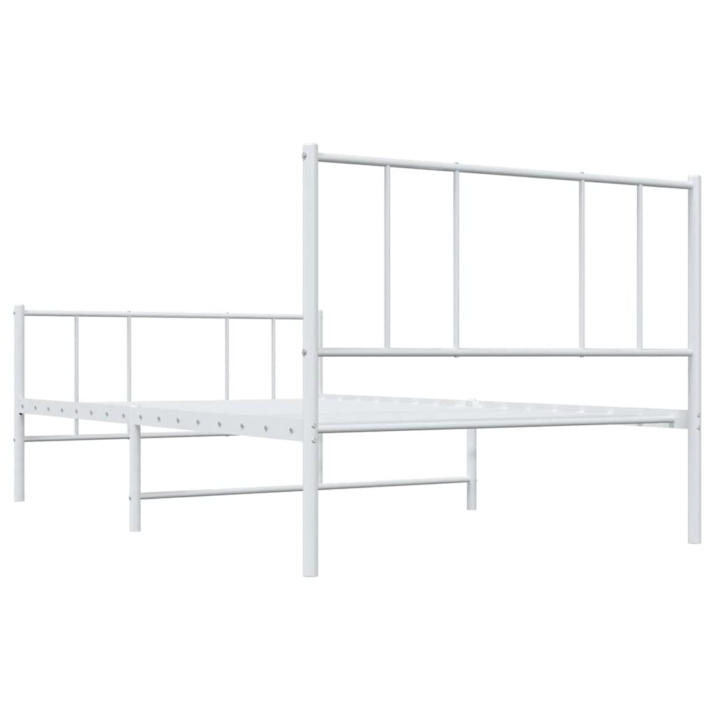 Metal Bed Frame without Mattress with Footboard White 90x190cm