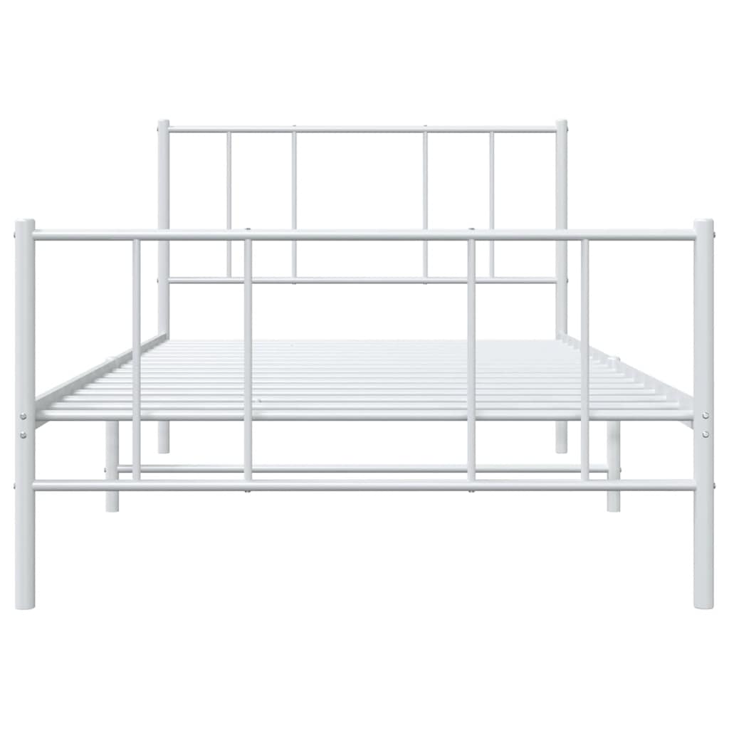 Metal Bed Frame without Mattress with Footboard White 90x200cm