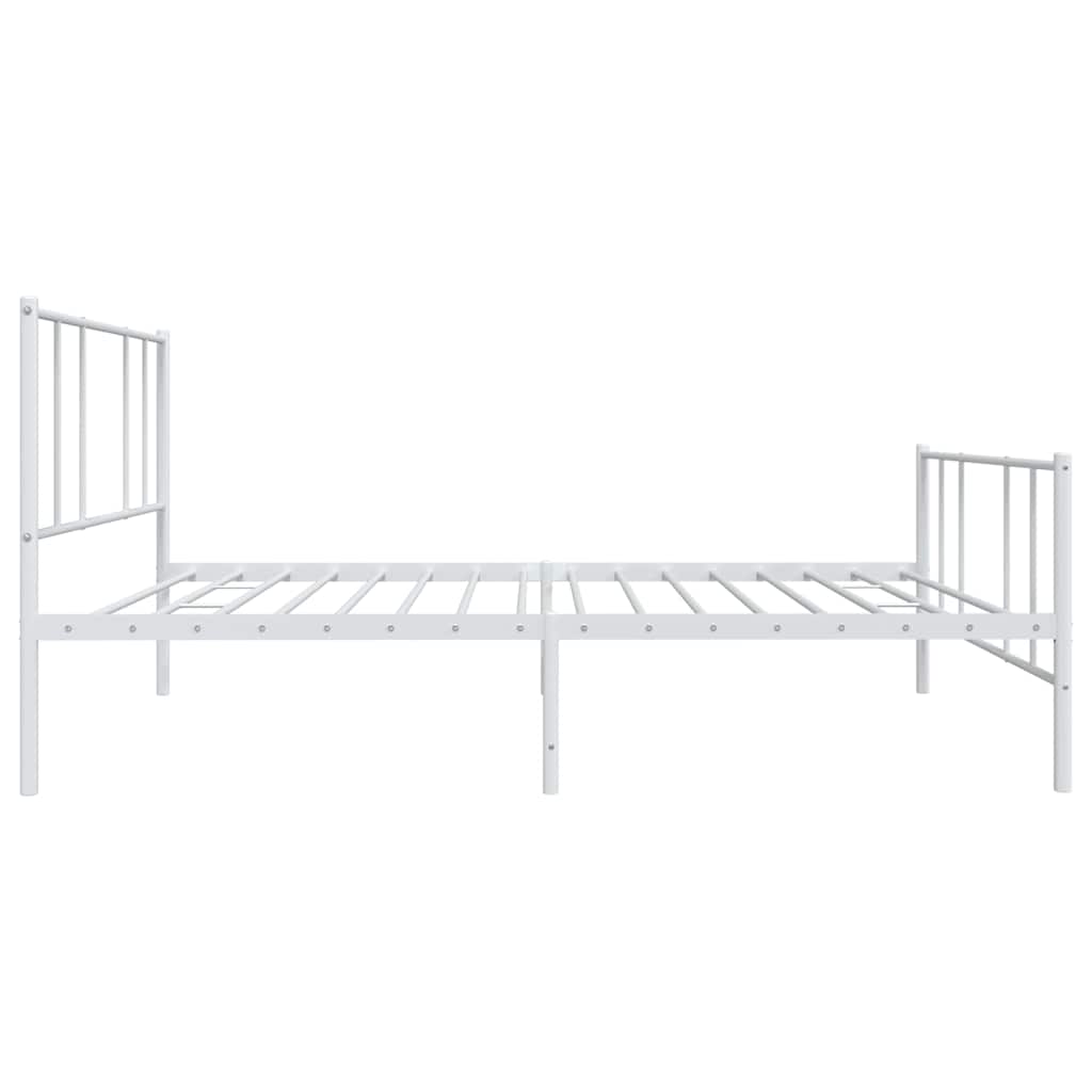 Metal Bed Frame without Mattress with Footboard White 90x200cm
