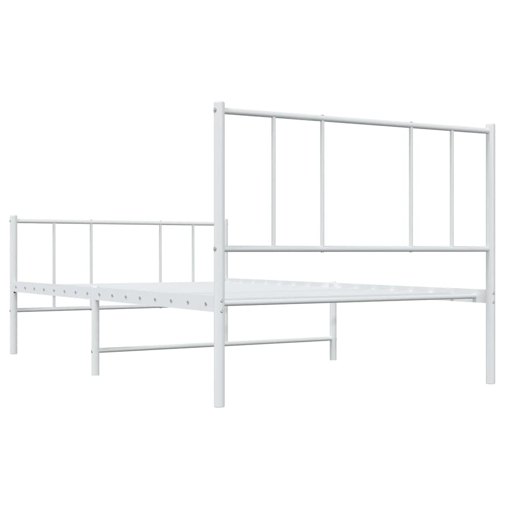 Metal Bed Frame without Mattress with Footboard White 90x200cm