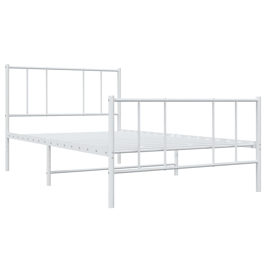 Metal Bed Frame without Mattress with Footboard White 100x200cm