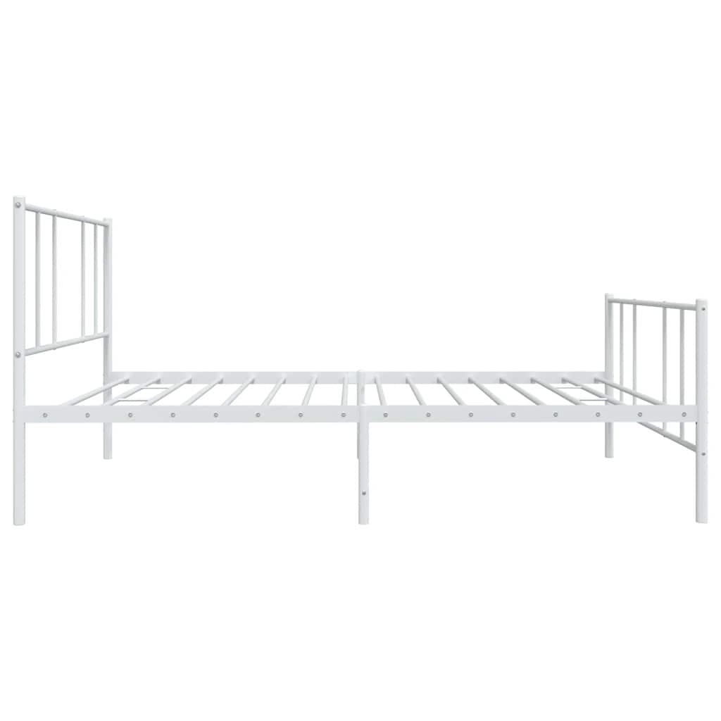 Metal Bed Frame without Mattress with Footboard White 100x200cm
