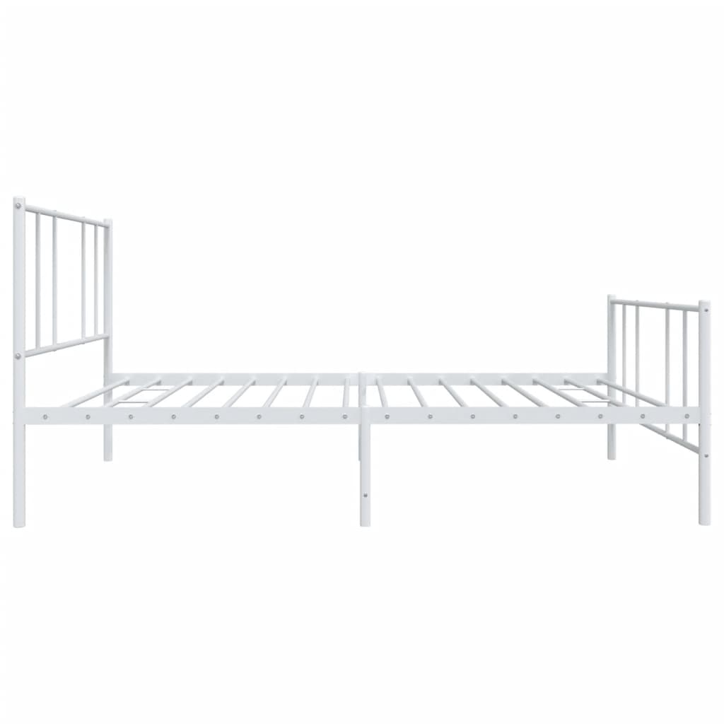 Metal Bed Frame without Mattress with Footboard White 107x203cm