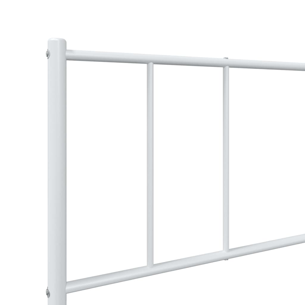 Metal Bed Frame without Mattress with Footboard White 107x203cm
